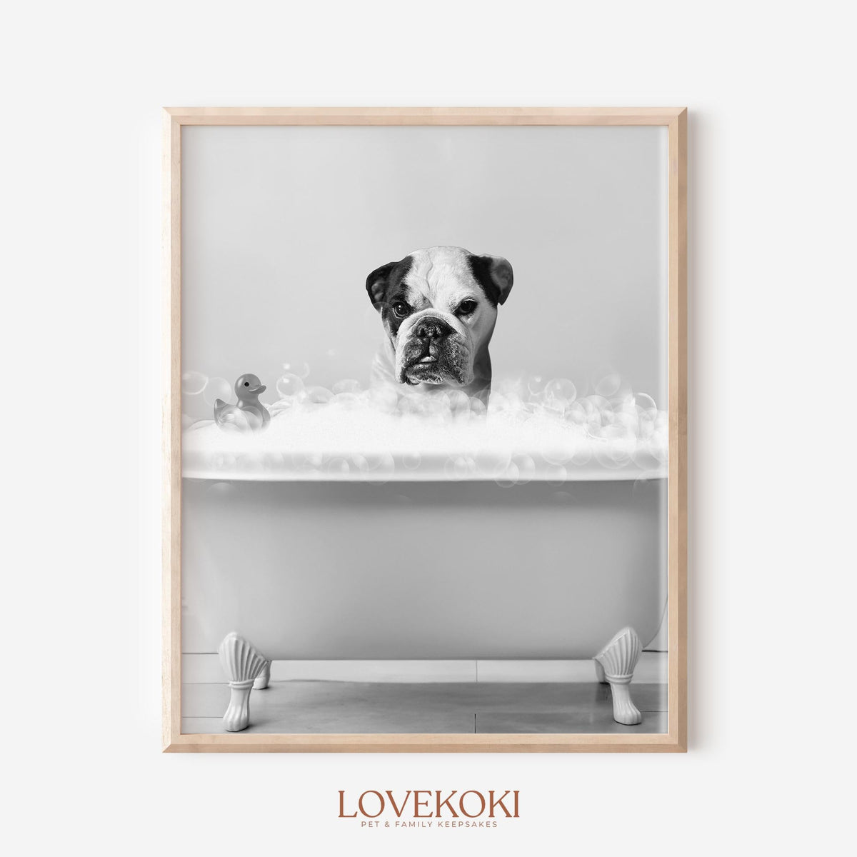 Dog in Bathtub Custom Pet Portrait from Photo, Funny Dog Cat Wall Art, Black and White Bathroom Decor, Mothers Day Gift for Dog Mom, Dog Dad