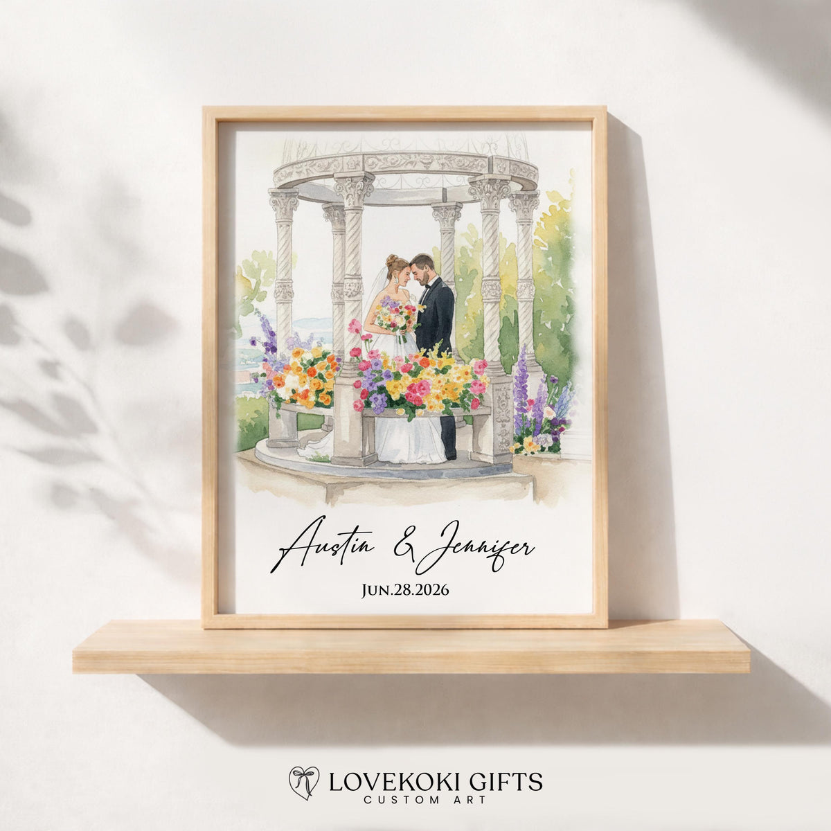 Custom Wedding Portrait from Photo with Venue, Watercolor Wedding Venue Painting Illustration, Personalized Wedding Gift, Digital Print