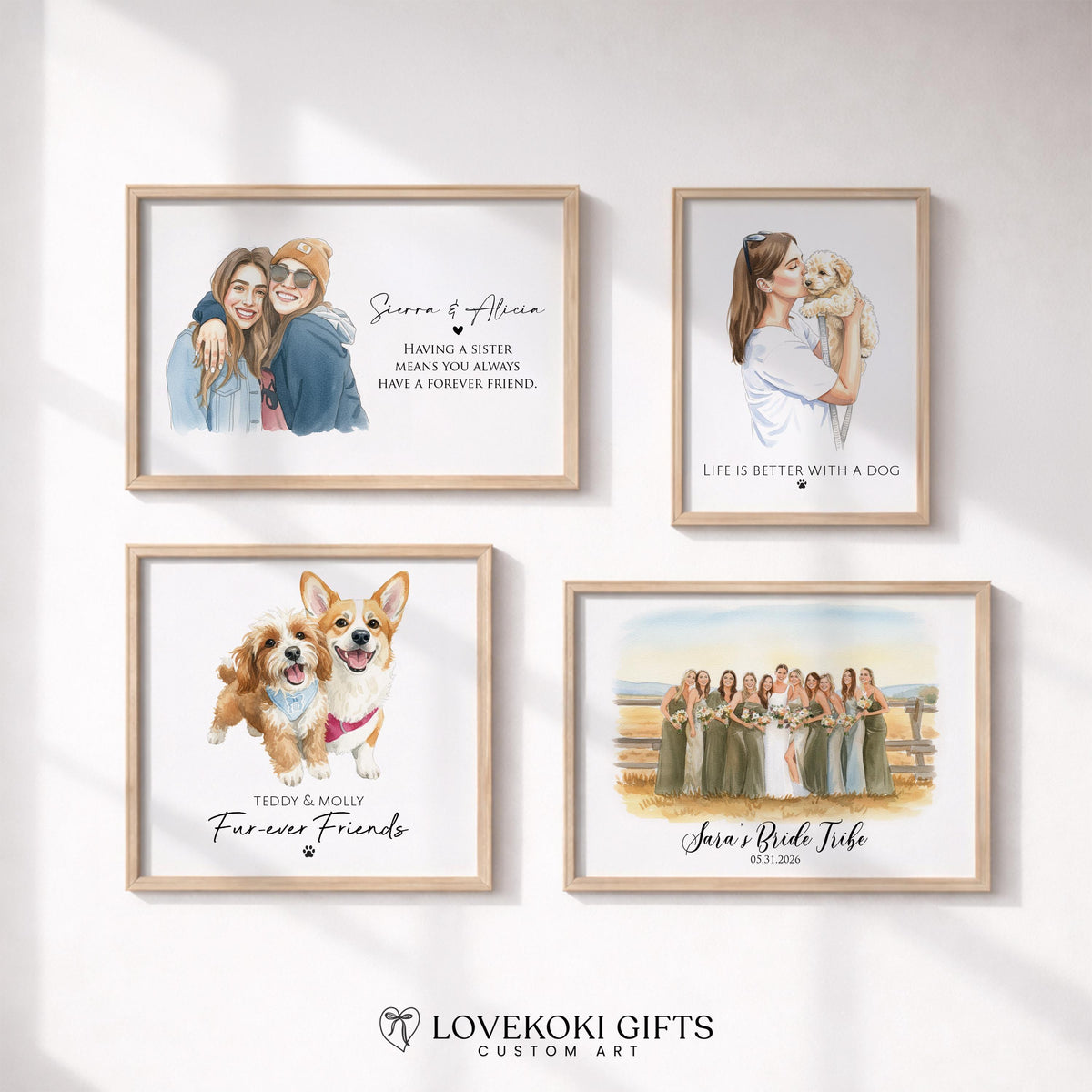 Custom Mother & Daughter Portrait from Photo, Personalized Watercolor Mom Gift, Mother's Day Gift, Canvas, Framed Print, Digital File