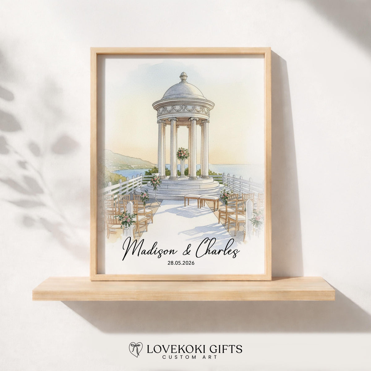 Custom Watercolor Wedding Venue Illustration, 1st Anniversary Gift, Venue Portrait from Photo, Personalized Wedding Gift