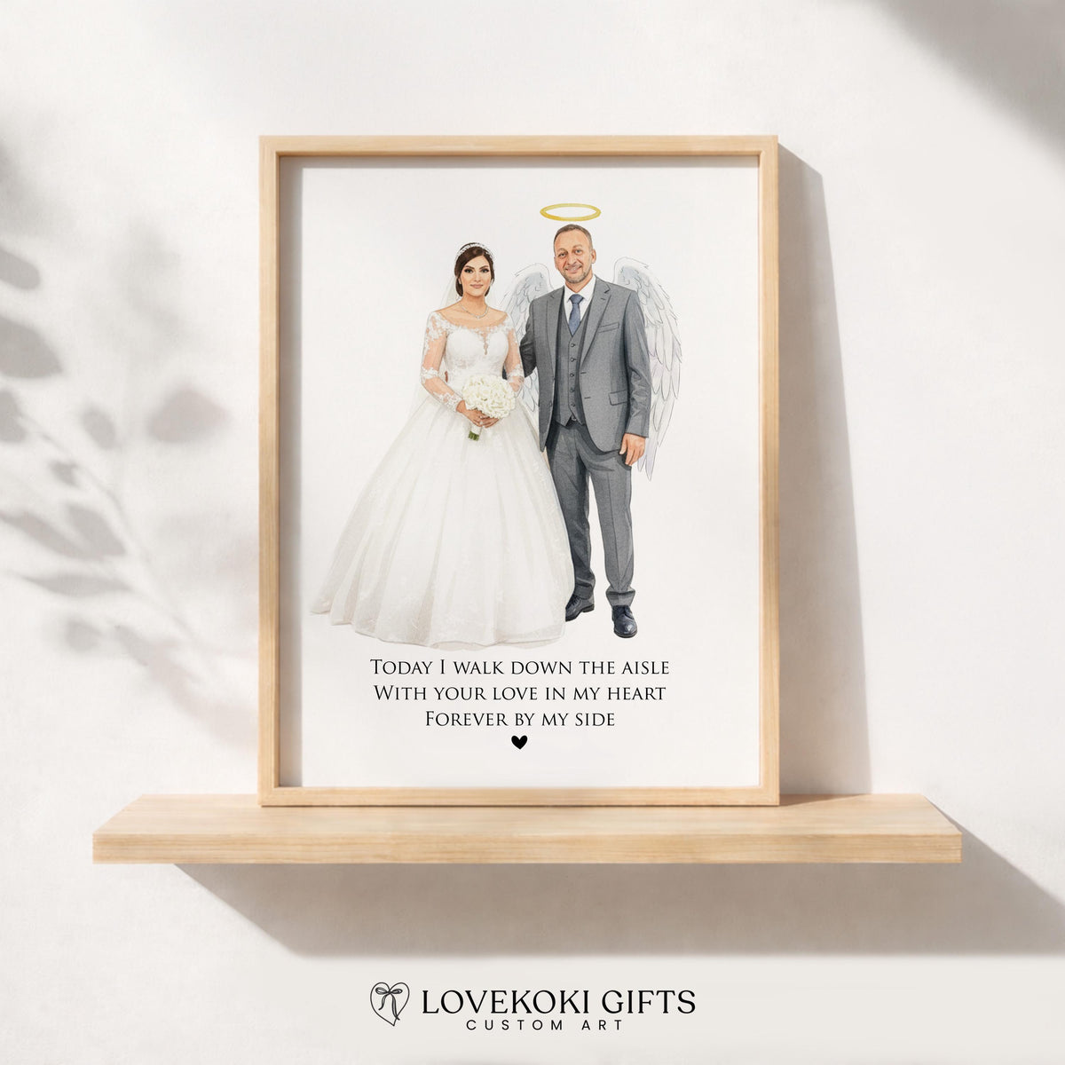 Wedding Memorial Portrait from Photo, Custom Grandpa Angel Portrait for Bride, In Loving Memory of Grandpa Gift, Canvas,Framed Print,Digital