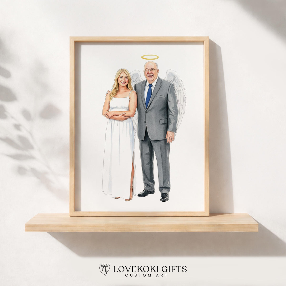Wedding Memorial Portrait from Photo, Custom Grandpa Angel Portrait for Bride, In Loving Memory of Grandpa Gift, Canvas,Framed Print,Digital