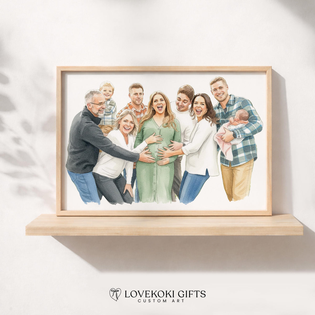 Custom Watercolor Family Portrait from Photo, Personalized Family Illustration, Grandparents Gift, Digital Art, Birthday Mothers Day Gift