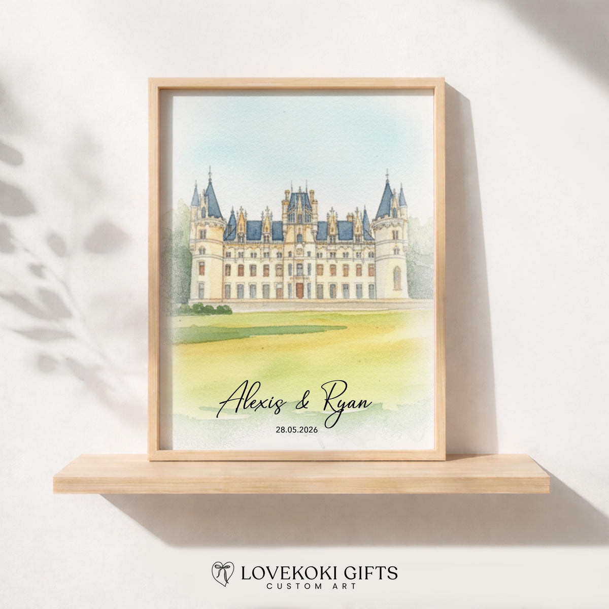Custom Watercolor Wedding Venue Illustration, 1st Anniversary Gift, Venue Portrait from Photo, Personalized Wedding Gift