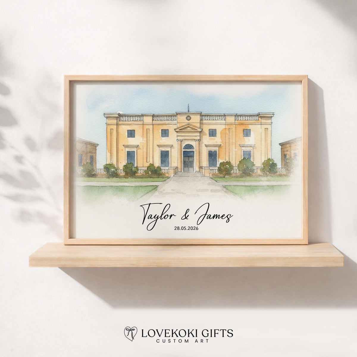 Custom Watercolor Wedding Venue Illustration, 1st Anniversary Gift, Venue Portrait from Photo, Personalized Wedding Gift