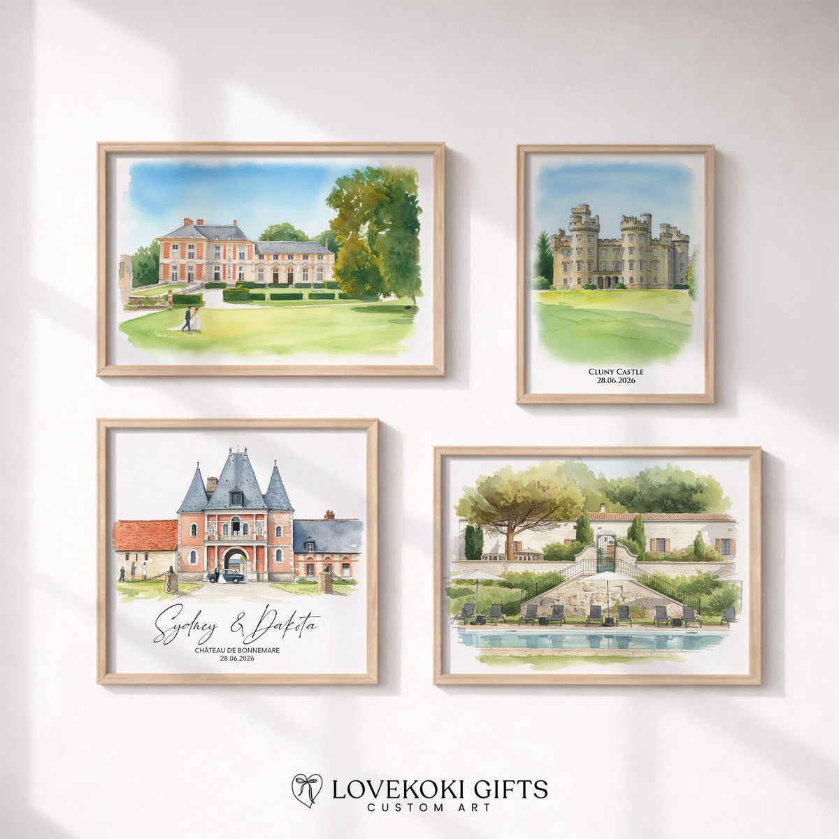 Custom Watercolor Wedding Venue Illustration, 1st Anniversary Gift, Venue Portrait from Photo, Personalized Wedding Gift