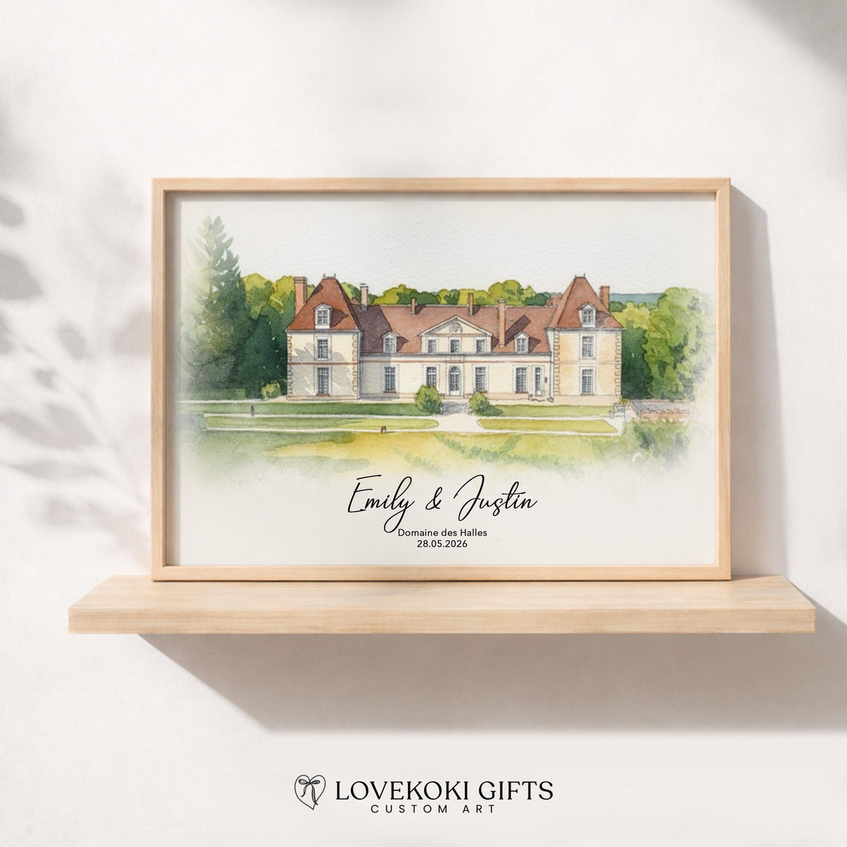 Custom Watercolor Wedding Venue Illustration, 1st Anniversary Gift, Venue Portrait from Photo, Personalized Wedding Gift