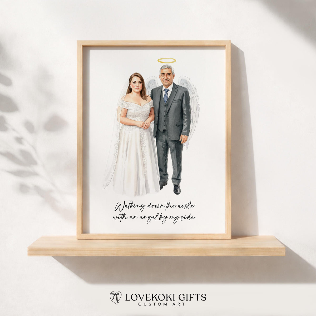 Wedding Memorial Portrait from Photo, Custom Grandpa Angel Portrait for Bride, In Loving Memory of Grandpa Gift, Canvas,Framed Print,Digital