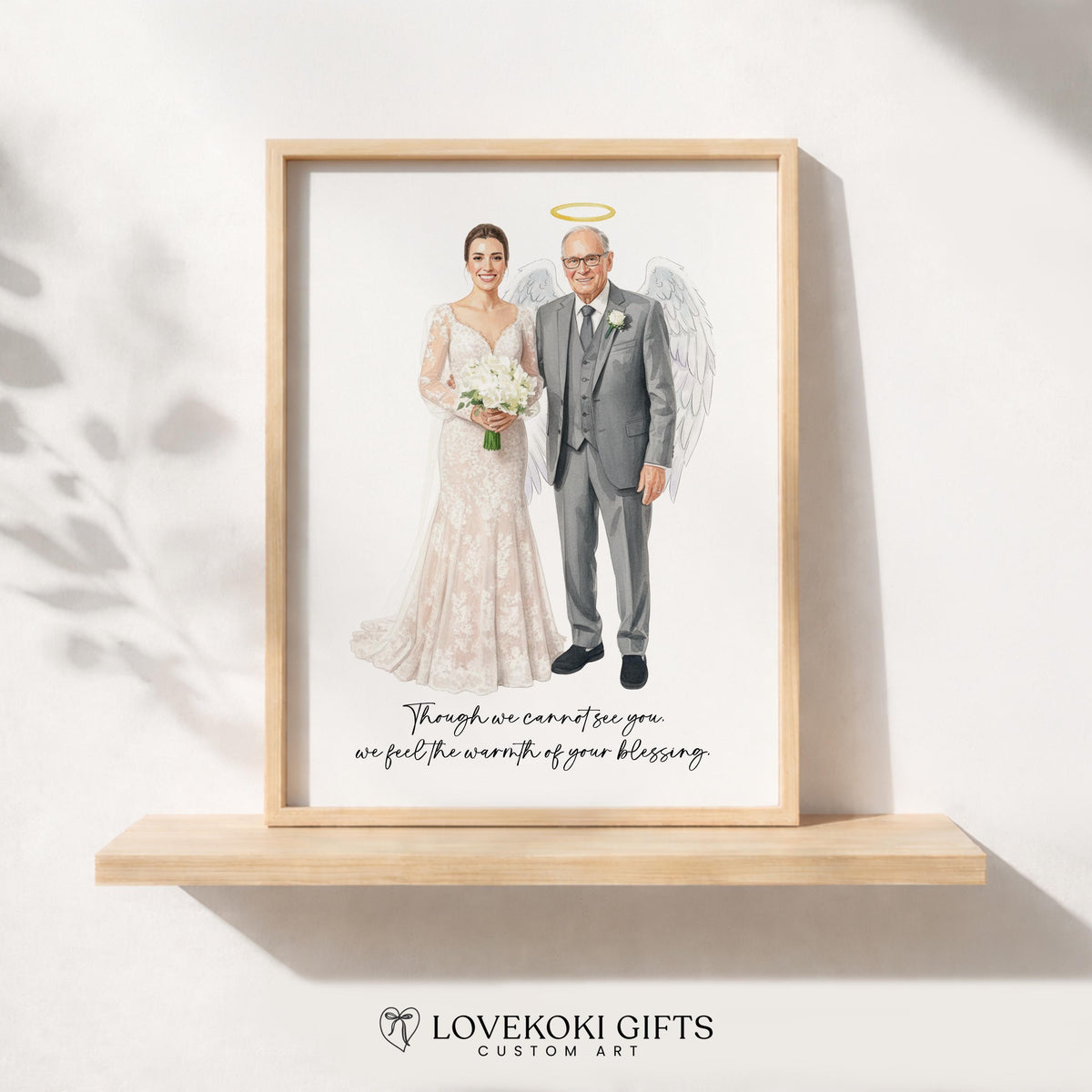 Wedding Memorial Portrait from Photo, Custom Grandpa Angel Portrait for Bride, In Loving Memory of Grandpa Gift, Canvas,Framed Print,Digital