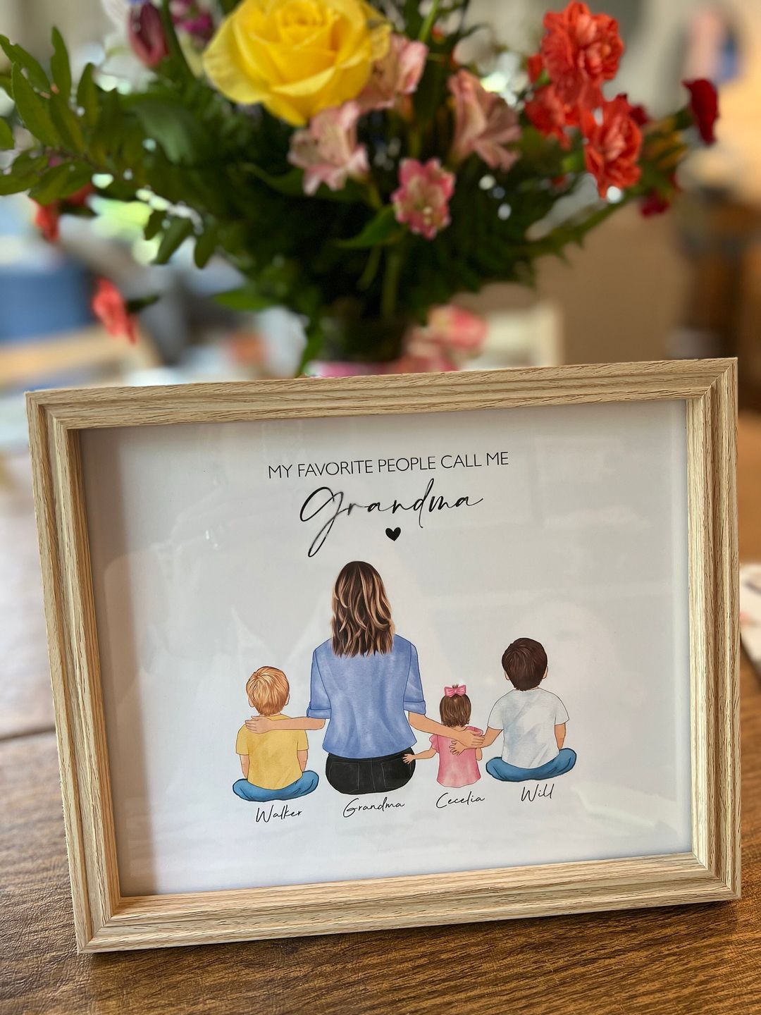 Load video: Custom Family Portrait Art for Nana