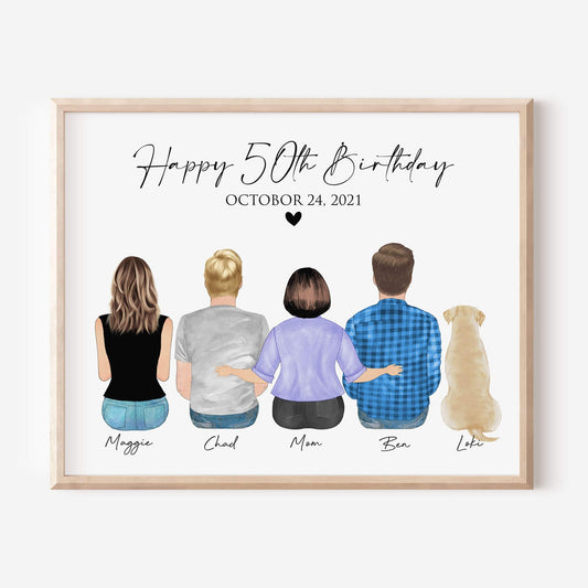 Happy 50th Birthday Gift, Personalized Mom Birthday Gift, 50th Birthday Gift idea, Custom birthday print, Family Birthday, Sister Birthday