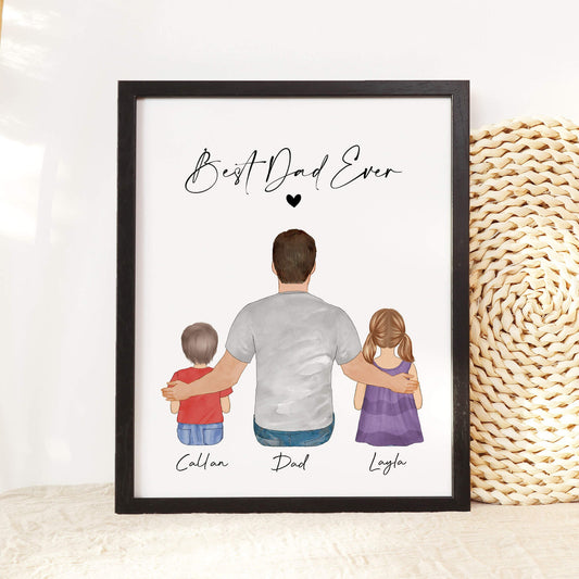 Personalized Valentine gift for Daddy, Father and Toddler Wall Art Illustration, Custom Daddy and Me Print, Birthday Gift for Husband