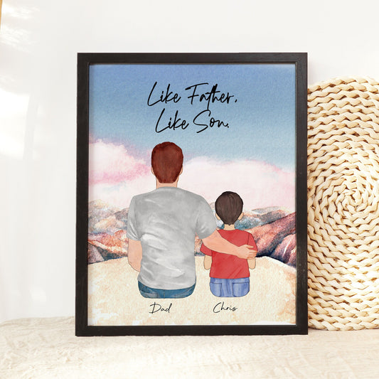 Personalized Wall Art for Father and Son, Custom Valentine gift for Dad, Daddy and Me Illustration, Dad and toddler print, Husband Gift