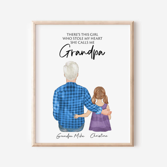 Personalized Valentine Gift for Grandpa, Grandfather and Granddaughter Gift Wall Art,Custom Granddad gift,Unique gift for grandpa birthday