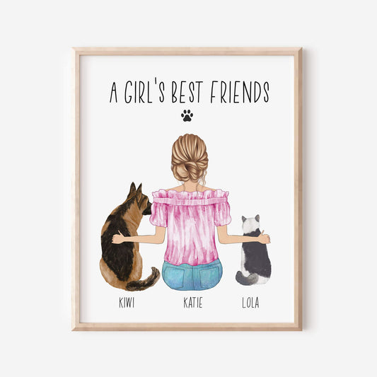 Valentine gift for Dog Mom, Custom Dog Lover Print, Personalized Dog Lover Wall Art, Dog Parent Owner Gift, Digital Dog Portrait, Cat Mom
