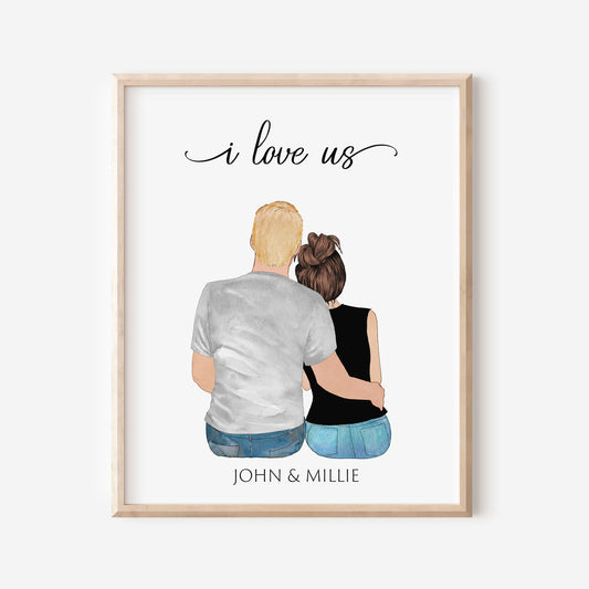 Custom Couple Portrait, Personalized Gift for Couple, Valentines Gift for husband, Gift for Boyfriend, Anniversary gift, Engagement Gift