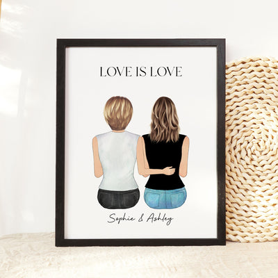 LGBTQ Gifts for Her, LGBTQ Gifts for Lesbian, Gifts for Lesbian Couple, LGBTQ Pride, Personalized Lesbian Gifts, Love is Love, Couple Gift