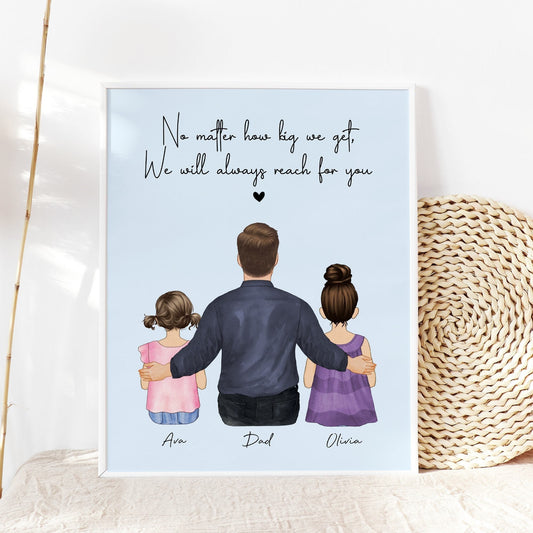 Custom Wall Art Dad and Toddler, Personalized Dad Valentine gift idea from kids, Family Portrait, Dad print art from wife, Birthday gift