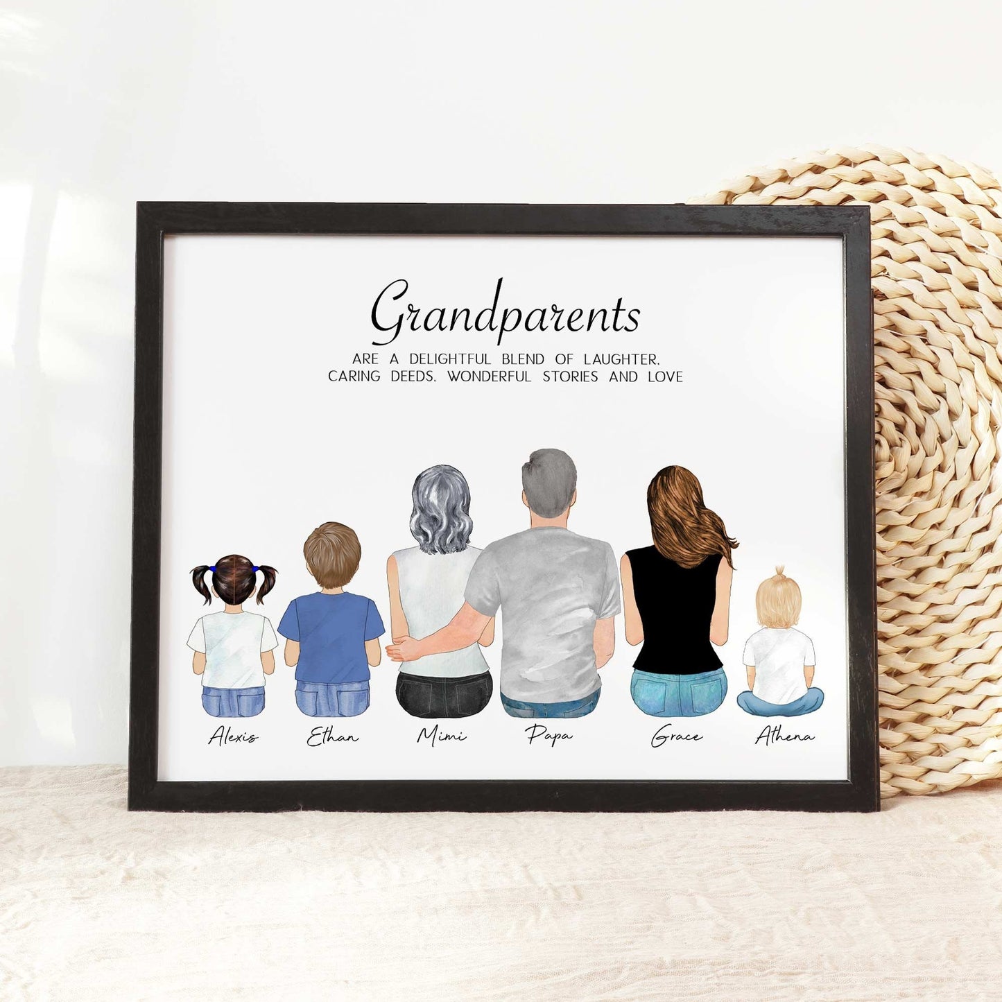 Personalized Valentine Grandpa gift, Grandparents print, Custom family wall art, Personalized Family Portrait,Grandkids Gift,Grandpa Gift