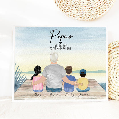Personalized Valentine Gift for Papaw, Grandfather and Granddaughter Gift Wall Art,Custom Granddad gift,Unique gift for grandpa birthday