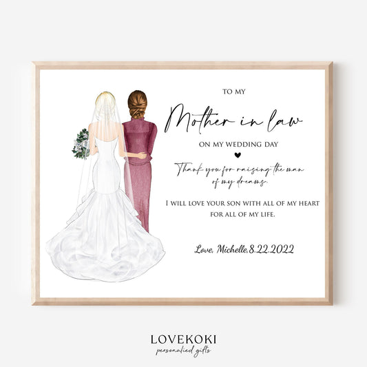 Mother in Law Wedding Wall Art Gift from Bride on Wedding day