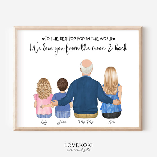 Personalized Valentine Gift for Pop pop, Grandfather and Granddaughter Gift Wall Art,Custom Granddad gift,Unique gift for grandpa birthday