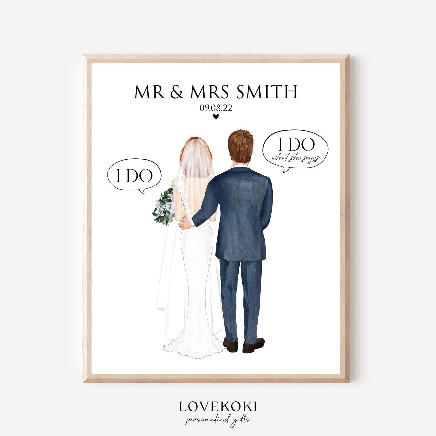 Custom His and Her Wedding Vows Illustration Wall Art
