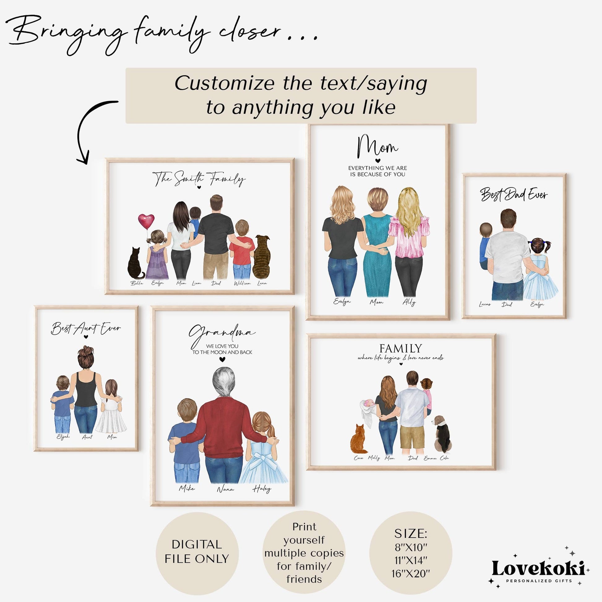 Personalized Father's Day gift for Daddy, Fathers Day Gift From Wife, Family Portrait Drawing, Birthday Gifts for Husband, Dad from Daughter