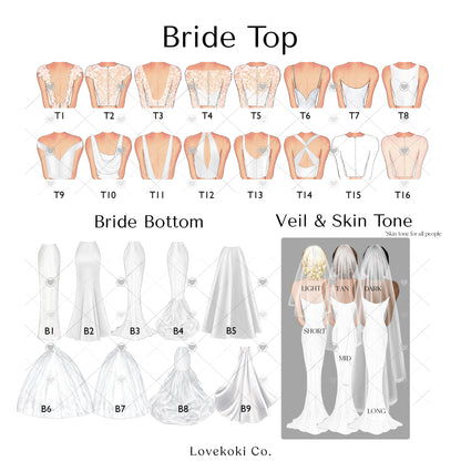 Bride and Bridesmaid Custom Illustration Art